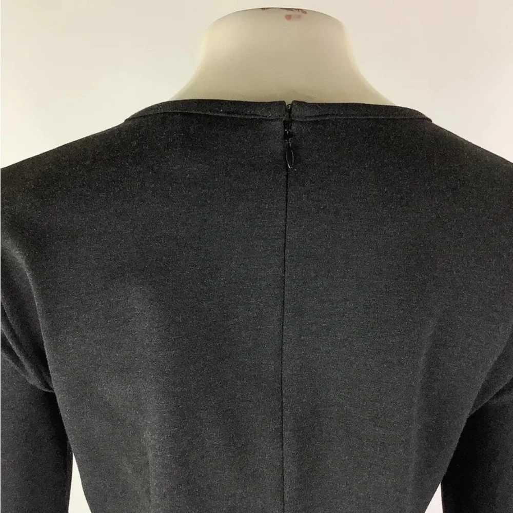J Crew Sz S Sheath Dress With Tulle Trim Arms Gray Viscose Business Style